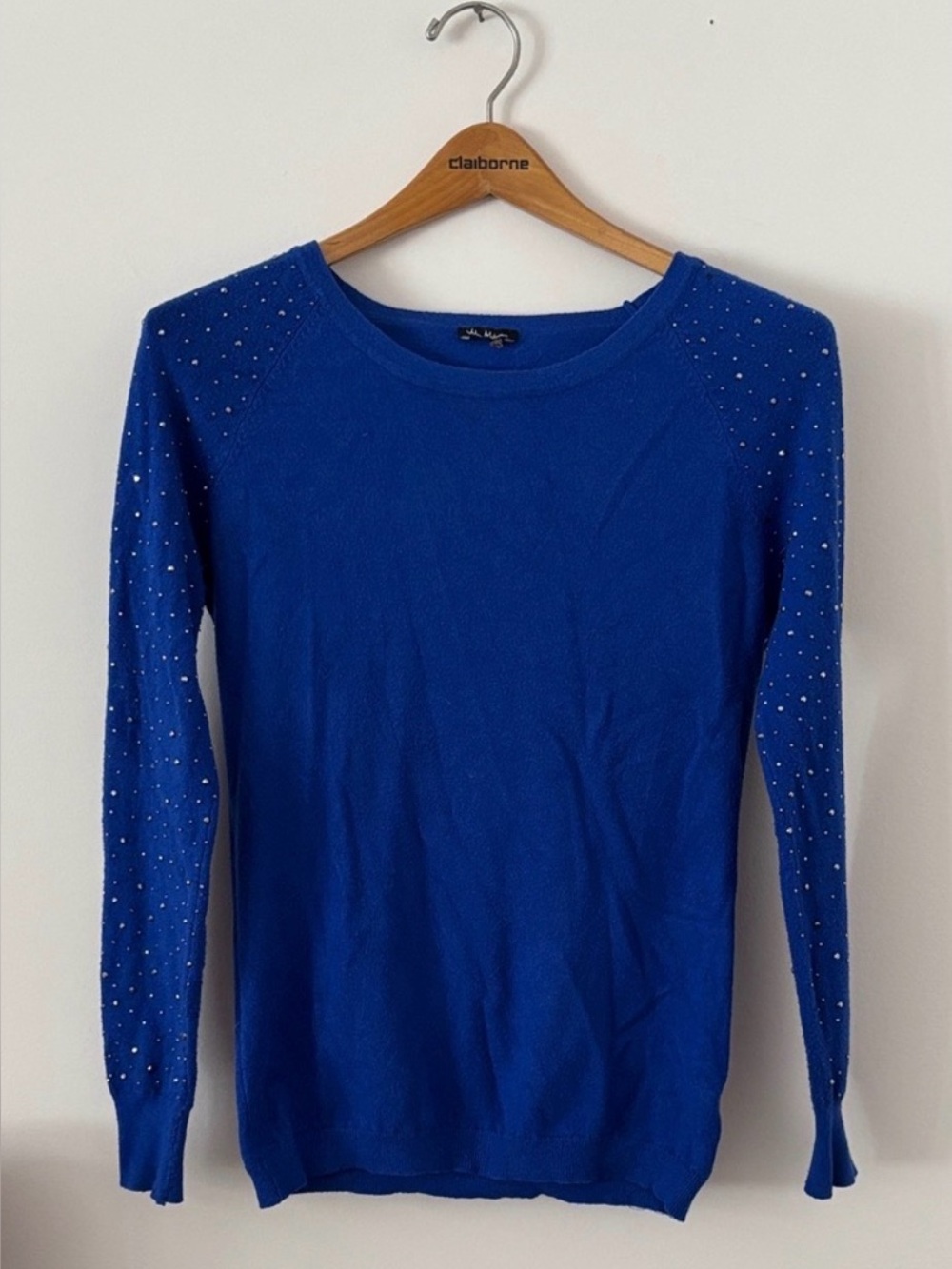 Vila Milano Royal Blue Women's Top Silver Studs Studded Sleeves Size M Medium
